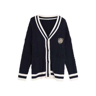 西町村屋英伦学院撞色中长款外套