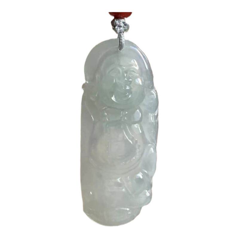 缅甸玉佛翡翠吊坠白色晴底色佛公