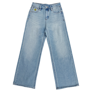 设计师高定 浅色牛仔裤女春季新款窄版直筒裤子女款阔腿裤小个子