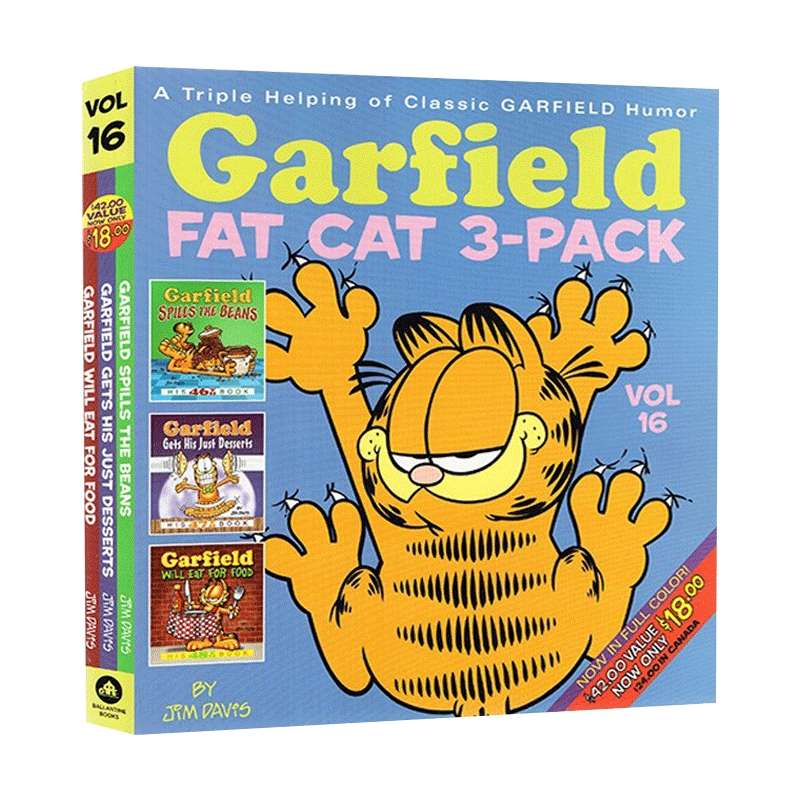 英文原版 Garfield Fat-Cat 3-Pack #16 加菲猫漫画三合一合订本16 英文版 进口英语原版书籍