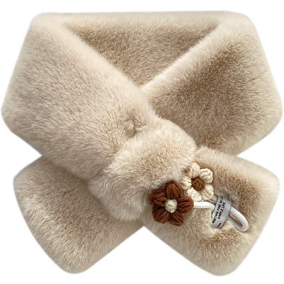 绒毛围巾小花加厚可爱冬季