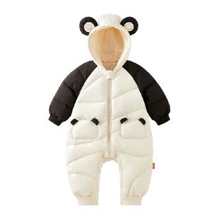 【三防】微狮牧尼婴儿羽绒服冬季白鸭绒连体衣保暖宝宝连帽外出服