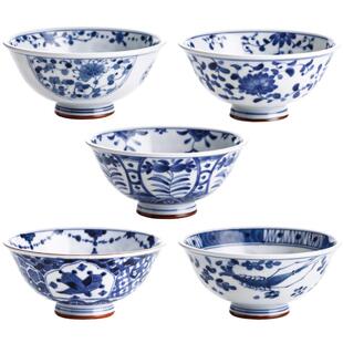 蓝凛堂 青花碗单个日本进口陶瓷碗家用饭碗日式釉下彩餐具高脚碗