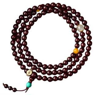 庆祥泰天然金星小叶紫檀手串108颗男士官方旗舰店女印度真品文玩