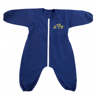 宝宝连体罩衣儿童全身防水防脏爬服时尚收腰款吃饭画画反穿衣速干