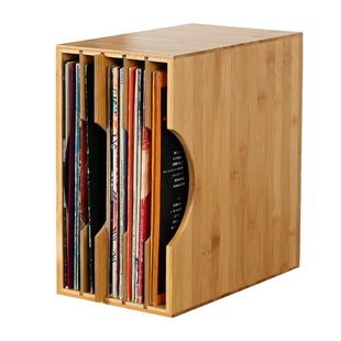 楠竹LP黑胶收纳展示箱桌面CD架子实木12寸怀旧黑胶唱片防潮防尘