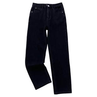 【清仓不退换】四面弹加绒黑色高腰显瘦法棍牛仔裤女保暖九分烟管