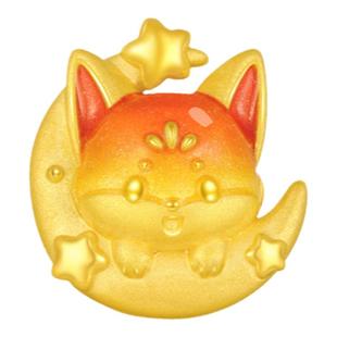 周大生腕美黄金转运珠狐狸荧光珐琅小红狐硬金手链新年礼物送女友