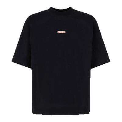 【12期免息】MARNI 男女同款廓形纯色LOGO圆领T恤