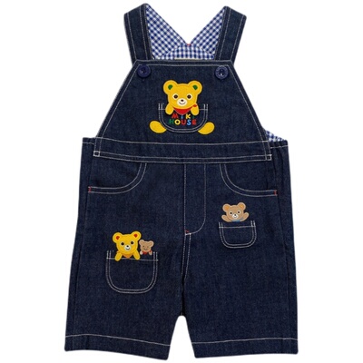 mikihouse小熊5分背带裤