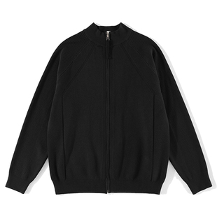 LUUD 雅奢痞帅男士暗纹肌理针织开衫外套保暖包芯纱拉链立领毛衣