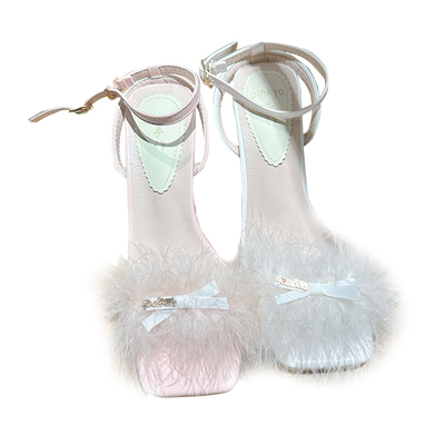 PINKYO原创法式蕾丝边设计凉鞋