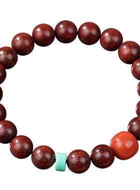 高油高密小叶紫檀满肉南红手链女