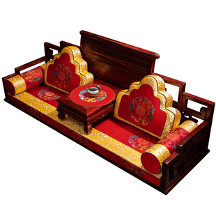 新中式实木沙发垫防滑四季通用红木沙发坐垫套罩垫子高端盖巾盖布