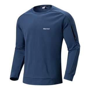 MARMOT土拨鼠长袖卫衣男圆领2025年春秋款舒适棉运动内搭打底衫