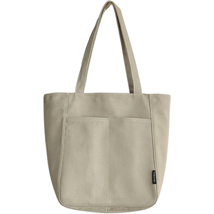 原创自制韩版大容量ins简约慵懒风帆布包学生上课百搭通勤托特包