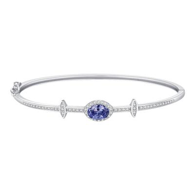 摩典925银高级感坦桑蓝彩宝手镯