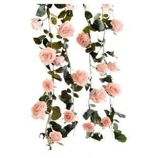 仿真玫瑰花藤空调管道遮挡装饰藤塑料假藤蔓壁挂屋顶缠绕假花藤条
