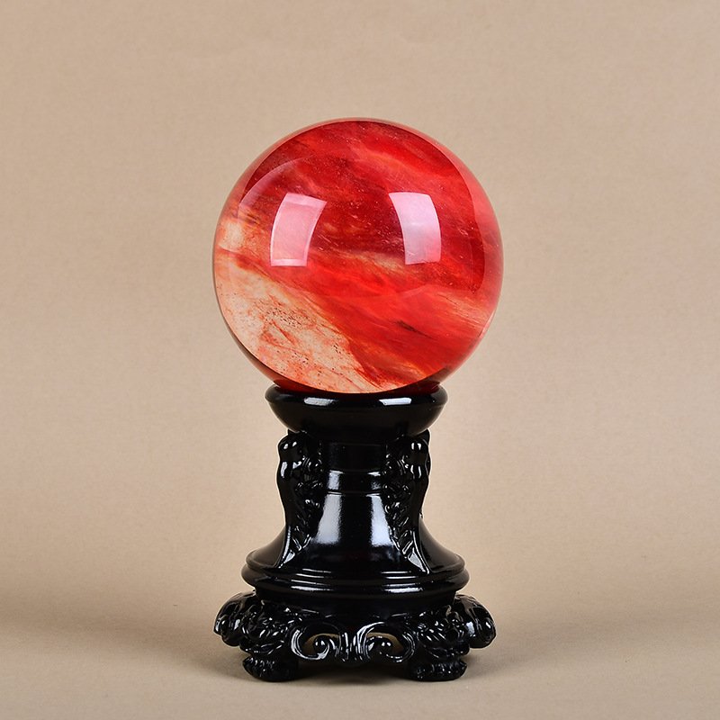 天然水晶球座雕花树脂工艺品款家居玻璃球支架摆件批发高底托工厂