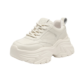 白色厚底老爹鞋2025新款秋季女鞋小个子增高7厘米休闲运动小白鞋