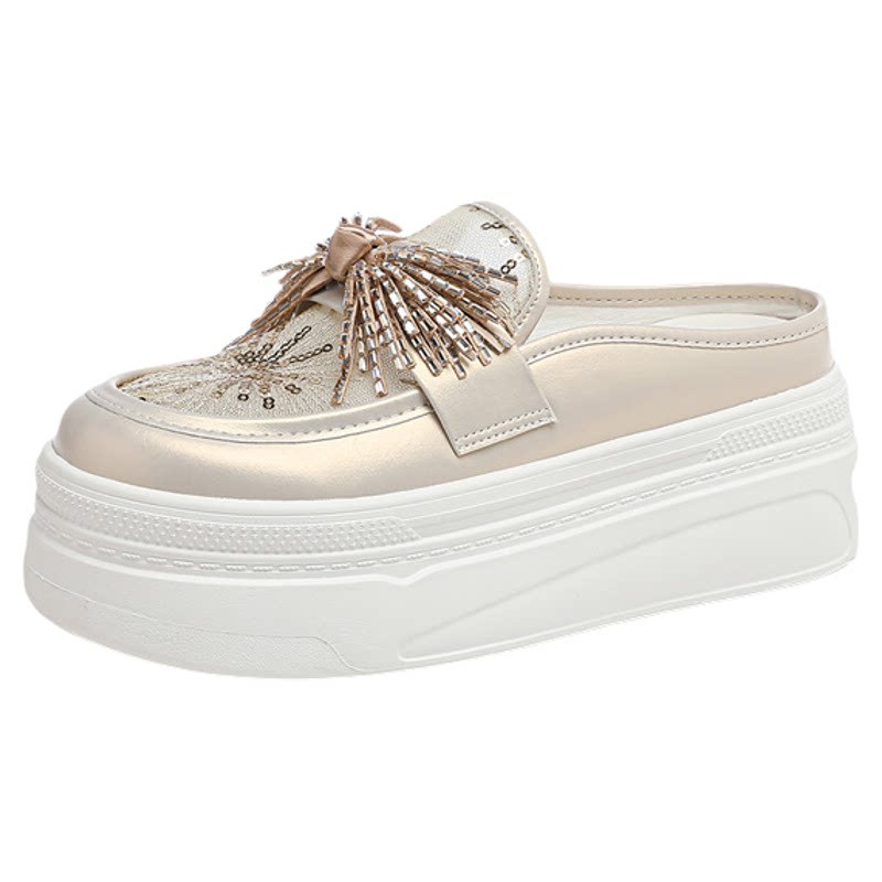 星期六水钻流苏包头凉鞋女夏季
