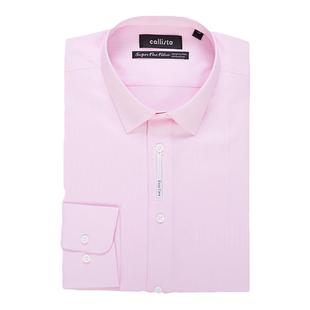 CALLISTO卡利斯特商务修身婚礼全棉舒适粉色长袖衬衫男SMSTLT06PK