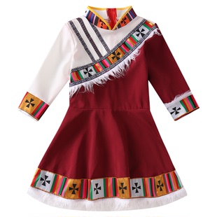 藏族服装儿童舞蹈演出服少数民族新款服装小学生男女童表演服装