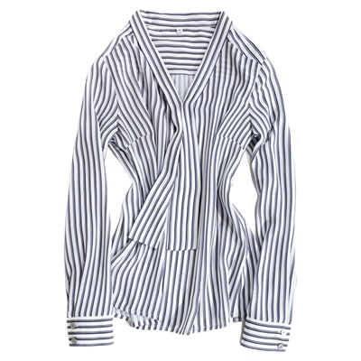 有帆通勤长袖飘带衬衫上衣