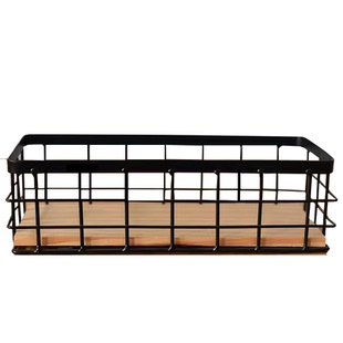 铁艺收纳筐壁挂花篮置物架化妆盒铁框挂墙篮桌面收纳储物长方型