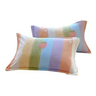 加厚牛奶绒枕套一对装冬季毛绒枕套48x74cm牛奶绒单人枕头枕芯套