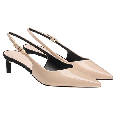 CHARLES&KEITH春季女鞋CK1-61720245气质尖头中跟扣饰凉鞋单鞋