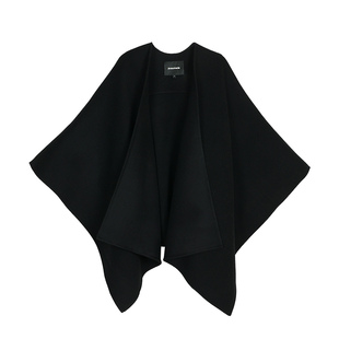 pusumede 富家千金 高级感羊毛双面呢斗篷外套女宽松慵懒呢子披肩