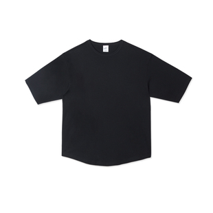 IDLT 宽松弧形T恤 厚 水洗 纯棉宽松落肩 潮 百搭基本款 黑色白色