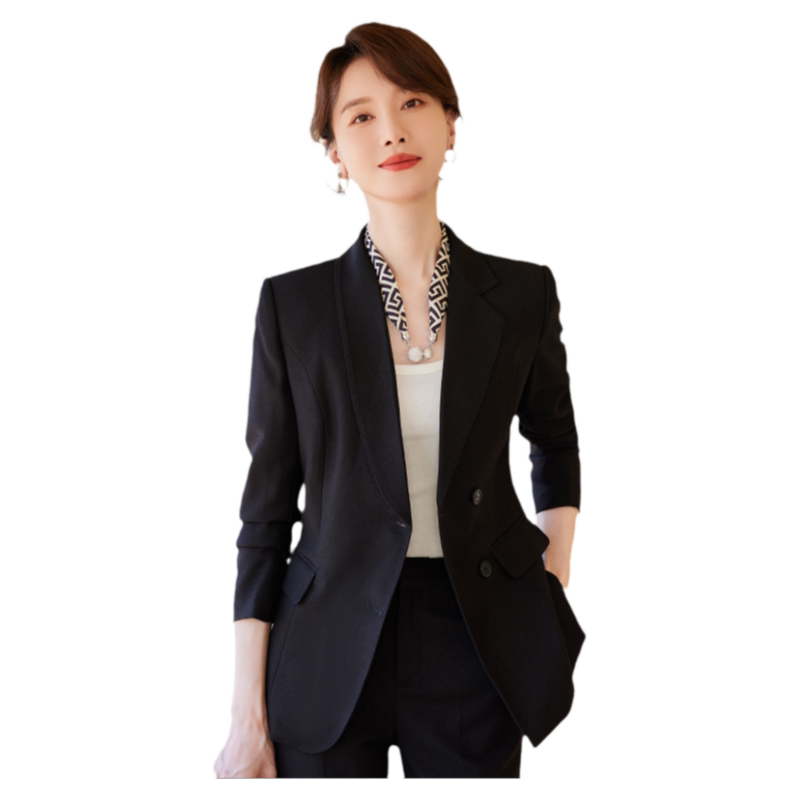 诗璐雅长袖干练气质西装外套女黑