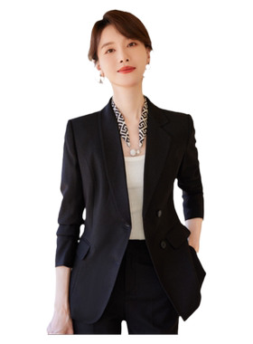诗璐雅长袖干练气质西装外套女黑