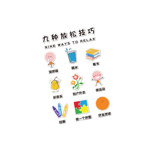 心理咨询室布置文化墙装饰挂画情绪认知贴纸健康冷静角治疗愈软灵