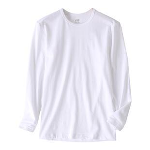 秋衣男上衣单件长袖纯棉薄款纯白色保暖内衣圆领贴身打底棉毛衫秋