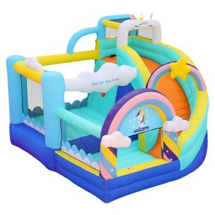 博士豚独角兽充气城堡室内小型家用儿童蹦蹦床滑滑梯充气堡淘气堡