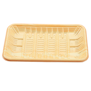 一次性木纹生鲜超市托盘扇形寿司盒牛肉羊肉卷盘子肉保鲜盒圆形