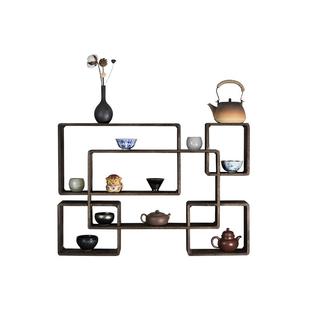 容山堂博古架实木中式挂墙置物架壁挂式多宝格子架现代古董展示架