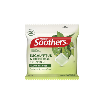 【自营】雀巢澳洲进口Soothers桉树薄荷醇润喉糖清新口气清凉糖