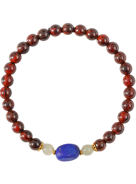 青金石吸金安心男女款小叶紫檀手串天然和田青玉串珠手链水木平衡