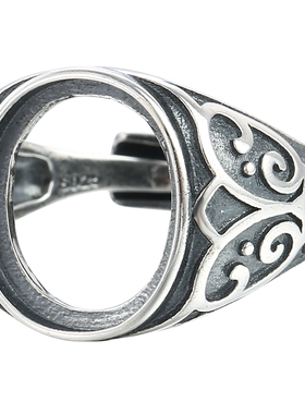 复古风纯银绿松石玛瑙戒指空托