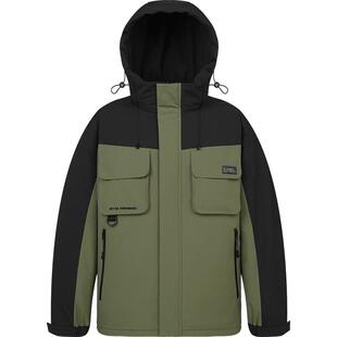 骆驼工装羽绒服男冬季机能夹克短款2025连帽加绒加厚防寒外套男