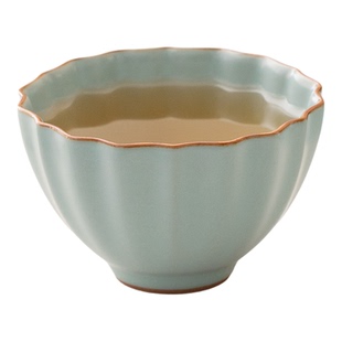 南山先生空青汝窑花瓣主人杯陶瓷茶杯个人专用杯茶具零配品茗杯