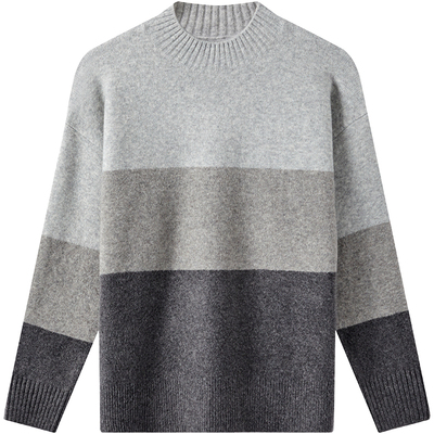 羊毛衫圆领条纹羊绒衫冬季加厚