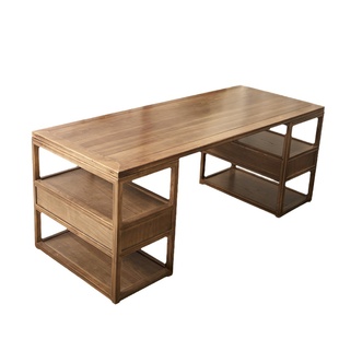 新中式书桌实木画案榆木写字台原木书房家具套装组合多功能办公桌