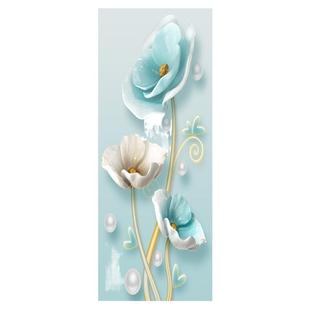 简约现代中式花卉冰箱贴纸装饰遮挡画贴画门贴膜防水自粘好清理