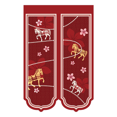 新年喜庆红色门帘隔断帘整片卧室房间家用防窥遮挡帘卫生间免打孔