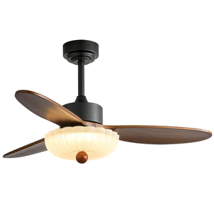 中古风实木风扇灯吊扇灯客厅卧室餐厅吊扇变频一体六档吸顶电扇灯